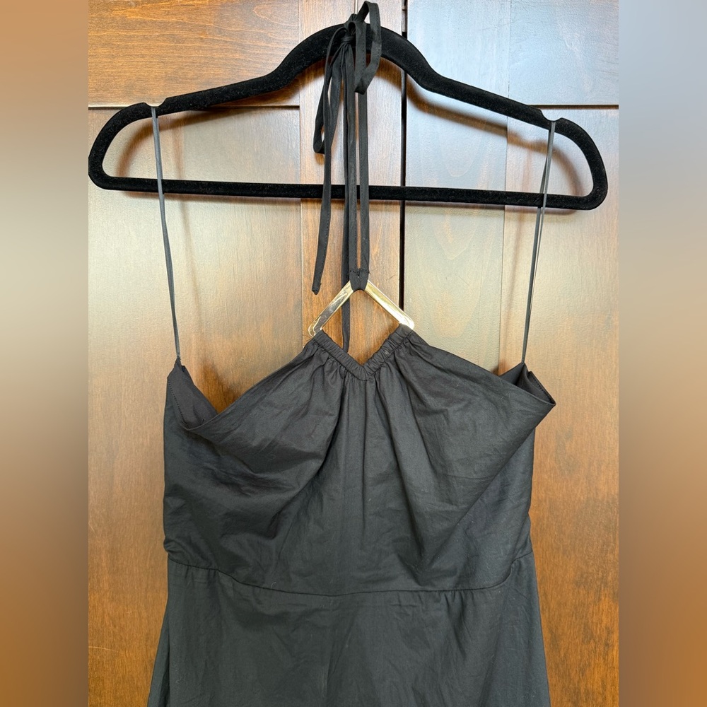 ⚜️Aqua Bloomingdale’s Black Halter Maxi Dress with Metal accent. NWT ⚜️ - Picture 5 of 13